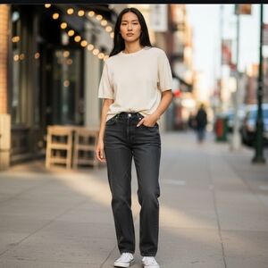 Free People Agolde Fen High Rise Relaxed Taper Jeans Black Size 28 Straight Leg